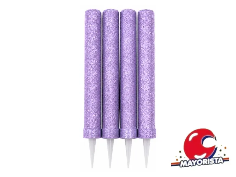 VELA BENGALA C/GIBRE LILA PASTEL X 4 (X1) VELAS MULTICOLOR