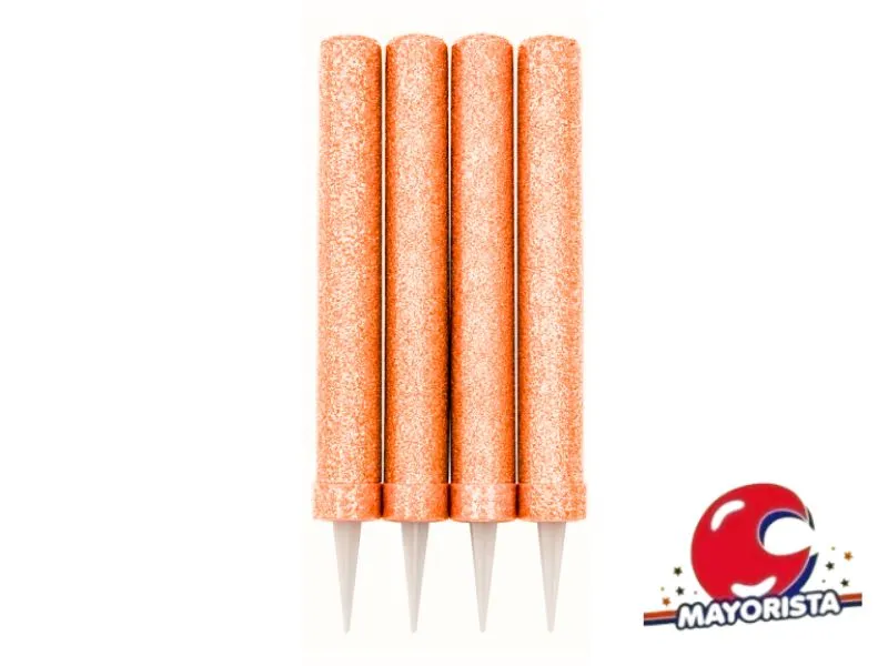 [7925] VELA BENGALA C/GIBRE NARANJA X 4 (X1) VELAS MULTICOLOR