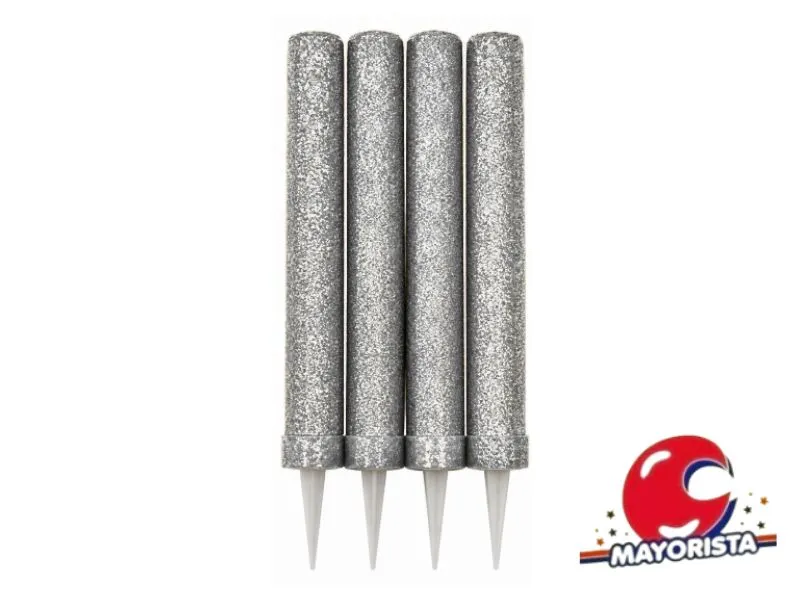 VELA BENGALA C/GIBRE PLATA X 4 (X1) VELAS MULTICOLOR