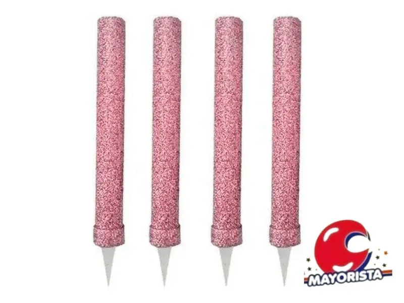 [8133] VELA BENGALA C/GIBRE ROSA GOLD X 4 (X1) VELAS MULTICOLOR