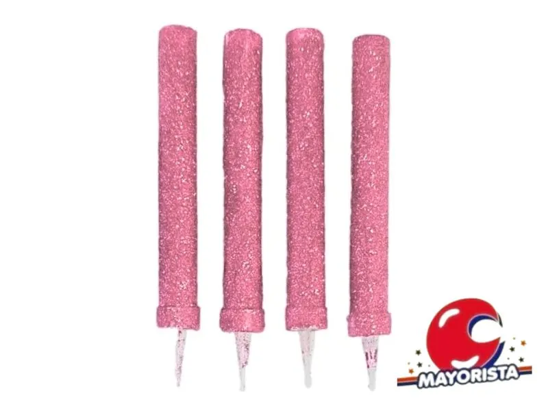 [9011] VELA BENGALA C/GIBRE ROSA X 4 (X1) VELAS MULTICOLOR