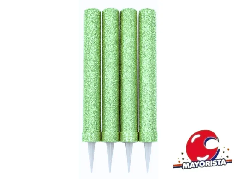 VELA BENGALA C/GIBRE VERDE MANZANA X 4 (X1) VELAS MULTICOLOR