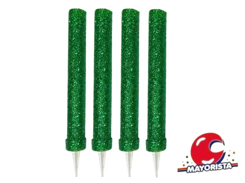 [7883] VELA BENGALA C/GIBRE VERDE OSCURO X 4 (X1) VELAS MULTICOLOR
