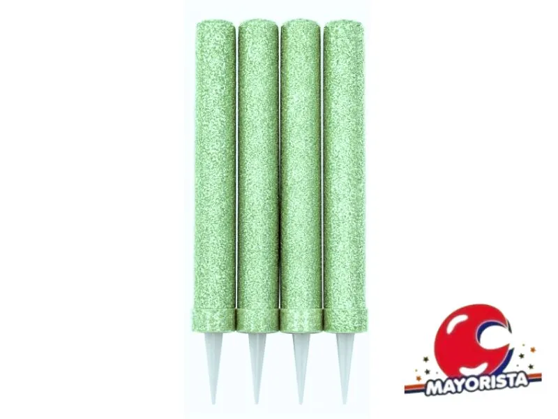 VELA BENGALA C/GIBRE VERDE PASTEL X 4 (X1) VELAS MULTICOLOR