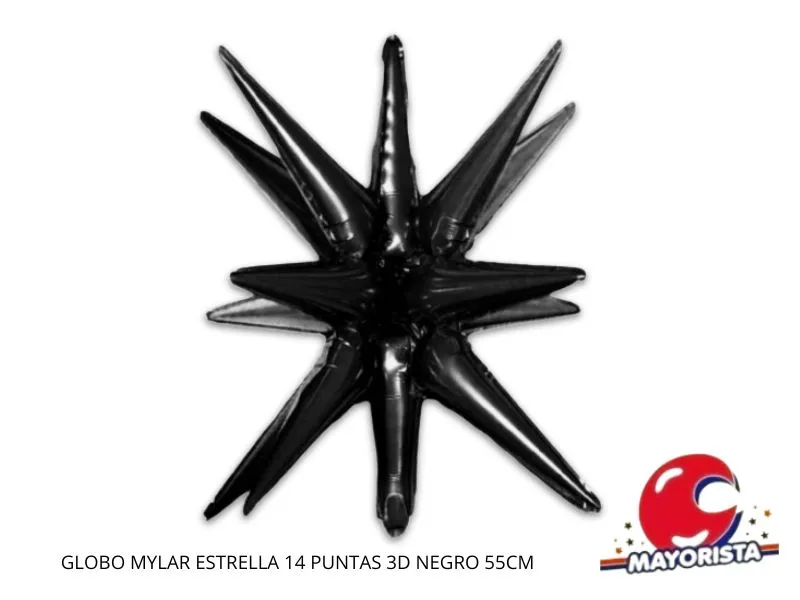 [5308] GLOBO MYLAR ESTRELLA 14 PUNTAS 3D NEGRO 55CM (Y1385-1309) CHG