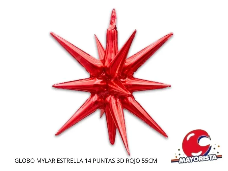 GLOBO MYLAR ESTRELLA 14 PUNTAS 3D ROJA 55CM (Y1385-1309) CHG