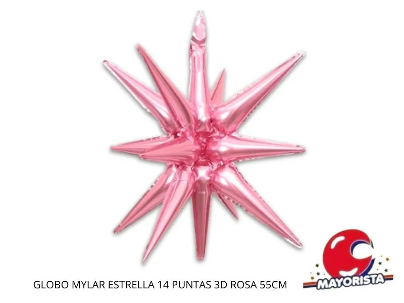 [3624] GLOBO MYLAR ESTRELLA 14 PUNTAS 3D ROSA 55CM (Y1385-1309) CHG