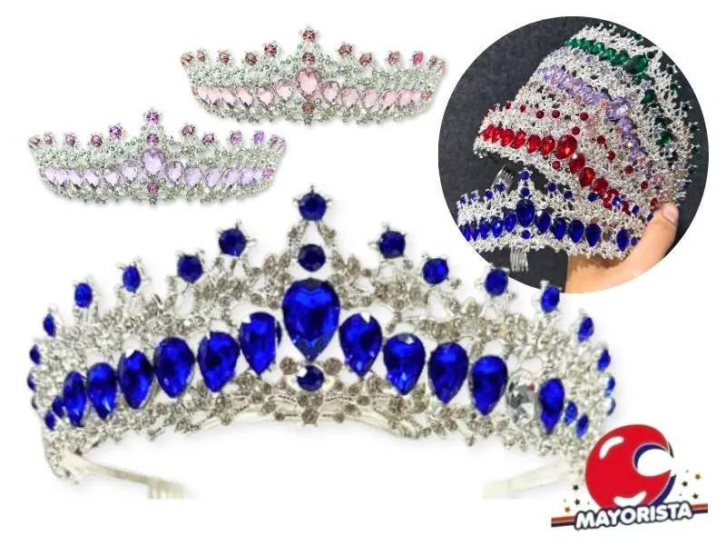 [6994107000121] TIARA METAL 16,5X6 CON ENCASTRE GEMAS COLORES (YJ0012) YJ IMPORT