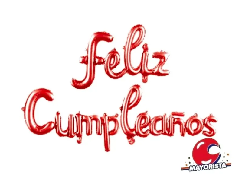 [2044] GLOBO MYLAR FRASE CURSIVA FELIZ CUMPLEANOS ROJA (YLX5-790) CHG