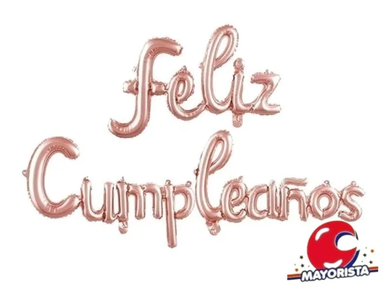 [9987] GLOBO MYLAR FRASE CURSIVA FELIZ CUMPLEANOS ROSA GOLD (YLX5-790) CHG