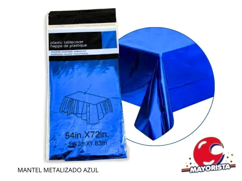 MANTEL METALIZADO AZUL 183X137 (YJ0800) YJ IMPORT