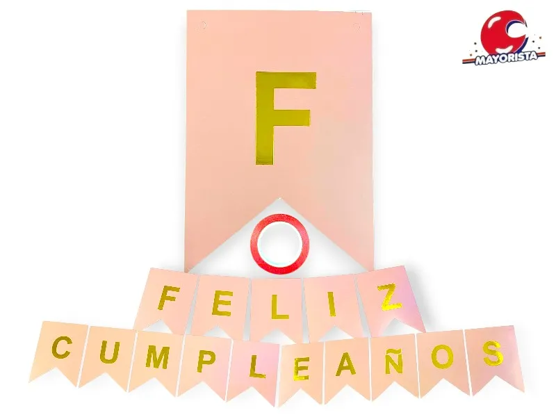 [4312] BANDERIN CARTON FELIZ CUMPLEANOS ROSA (GB828-083) CHG