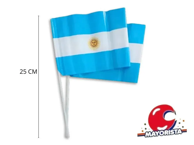 [7797820260259] BANDERITAS ARGENTINA X 12 DE TELA 20X14 C/PALITO 28CM (ZLE-CBN-04-01AR) ERIK