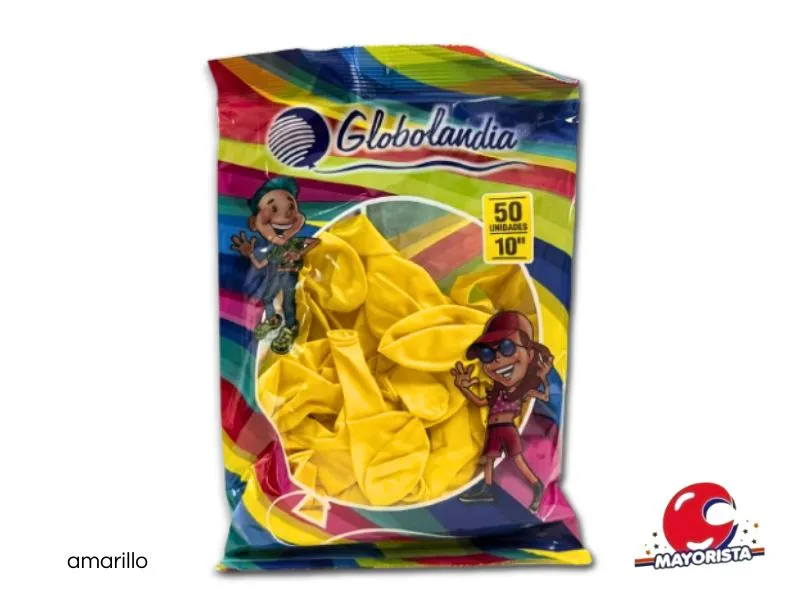 GLOBOS 10 X 50 LISO STANDARD AMARILLO - GLOBOLANDIA