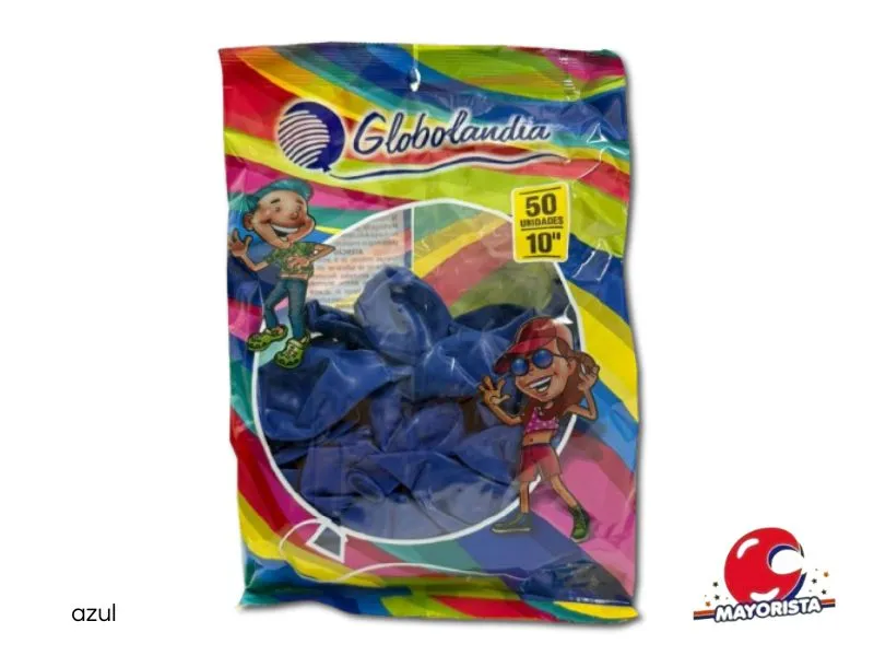 GLOBOS 10 X 50 LISO STANDARD AZUL - GLOBOLANDIA