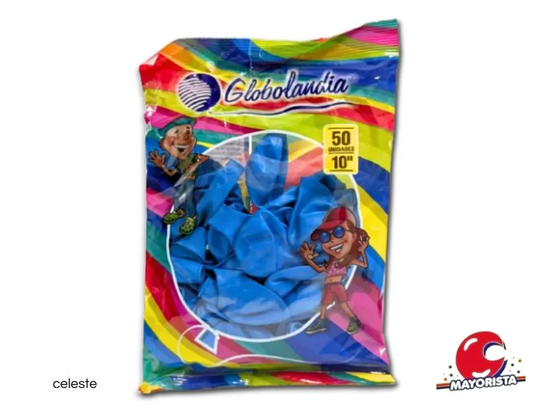 GLOBOS 10 X 50 LISO STANDARD CELESTE - GLOBOLANDIA