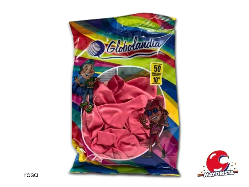 GLOBOS 10 X 50 LISO STANDARD ROSA - GLOBOLANDIA
