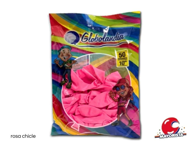 GLOBOS 10 X 50 LISO STANDARD ROSA CHICLE - GLOBOLANDIA
