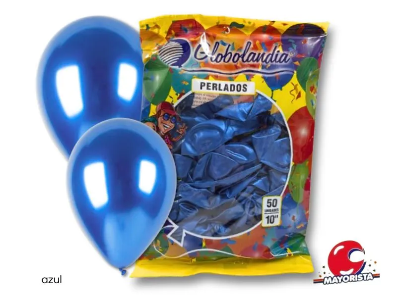 GLOBOS 10 X 50 PERLADO AZUL - GLOBOLANDIA