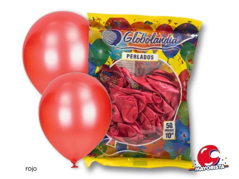 GLOBOS 10 X 50 PERLADO ROJO - GLOBOLANDIA