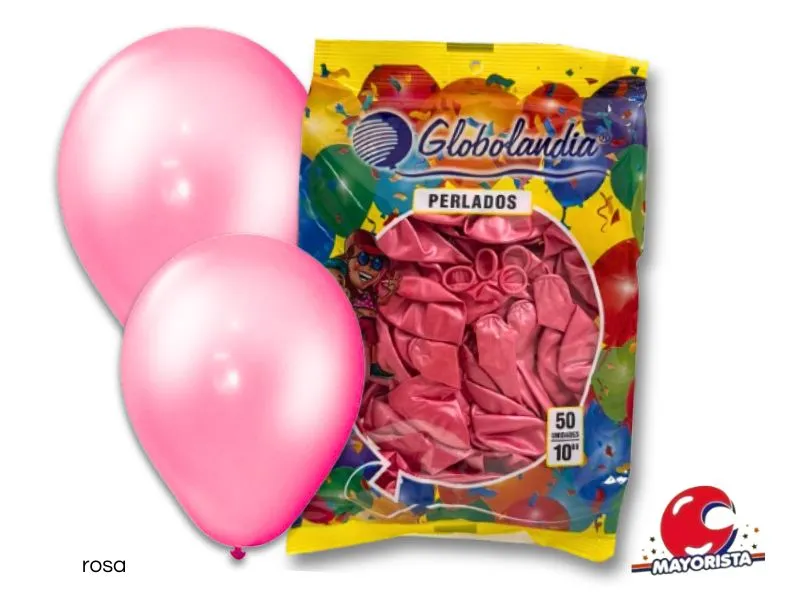GLOBOS 10 X 50 PERLADO ROSA - GLOBOLANDIA