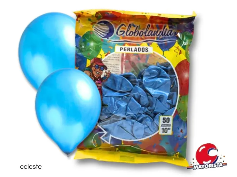 GLOBOS 10 X 50 PERLADO TURQUESA - GLOBOLANDIA
