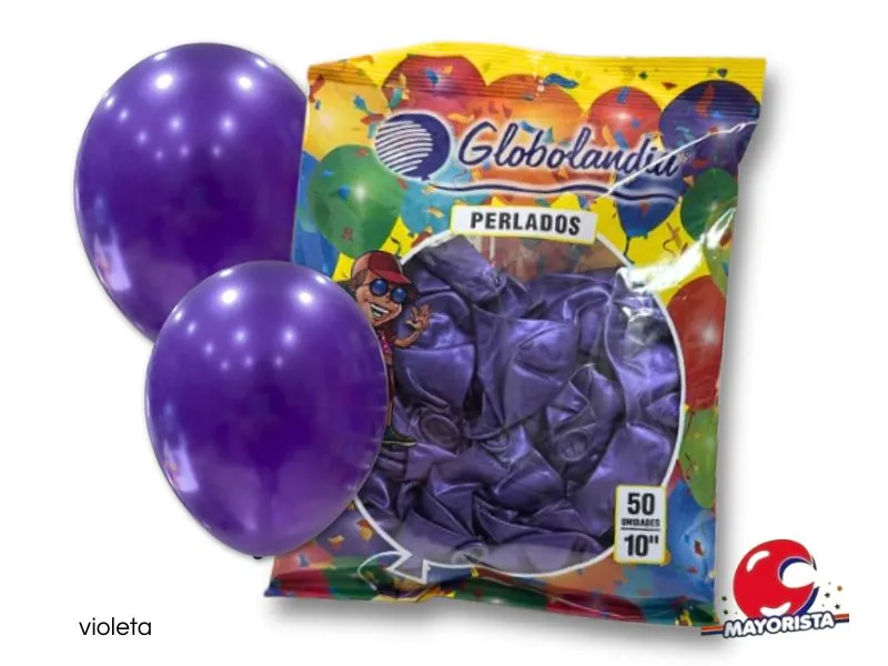 GLOBOS 10 X 50 PERLADO VIOLETA - GLOBOLANDIA