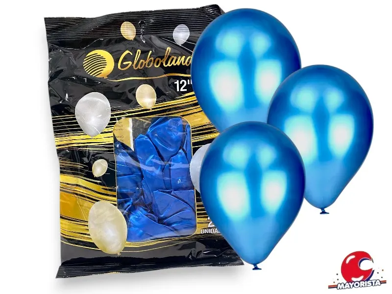 [7798109601633] GLOBOS 12 X 25 PERLADO AZUL - GLOBOLANDIA
