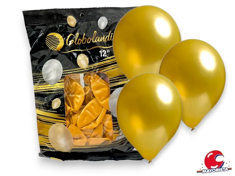 GLOBOS 12 X 25 PERLADO DORADO - GLOBOLANDIA