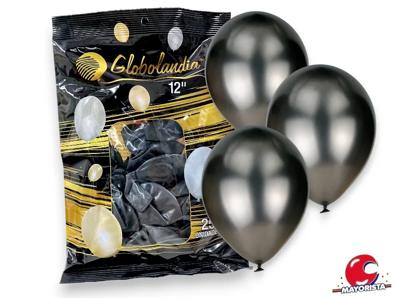 GLOBOS 12 X 25 PERLADO NEGRO - GLOBOLANDIA
