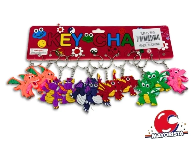 LLAVERO DE GOMA X 12 DINOSAURIO/DRAGONES (MR259) SHOP
