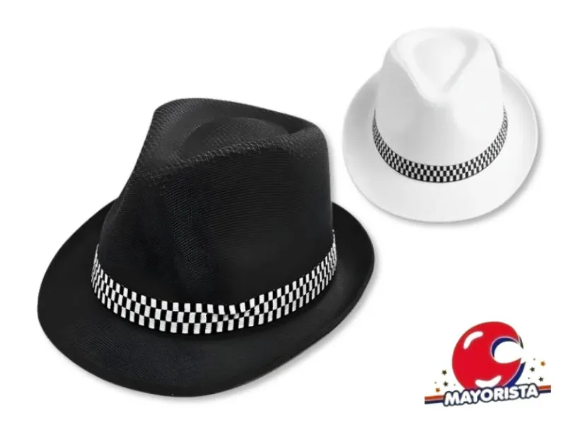 [9674] SOMBRERO GUAPO TANGUERO TELA BLANCO Y NEGRO (YJ0635) YJ IMPORT