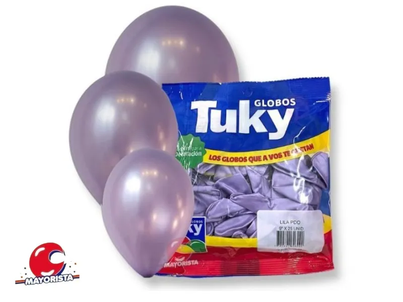 [7790391606020] GLOBOS 9 X 25 PERLADO LILA - TUKY