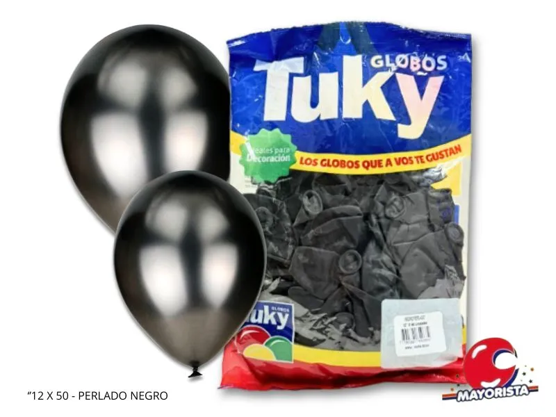 [7790391606822] GLOBOS 9 X 25 PERLADO NEGRO - TUKY