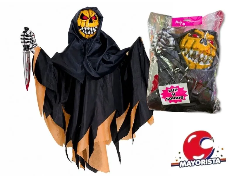 [371876090081] MUNECO COLGANTE CALABAZA C/LUZ Y SONIDO 1 MT X 80 CM (9008LT) TRIGGER PACK