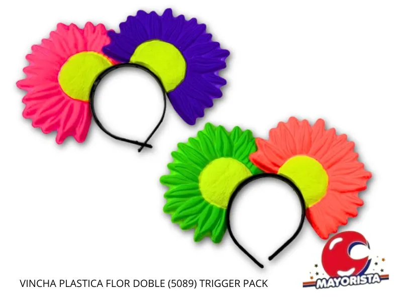 [371876050894] VINCHA PLASTICA FLOR DOBLE (5089) TRIGGER PACK