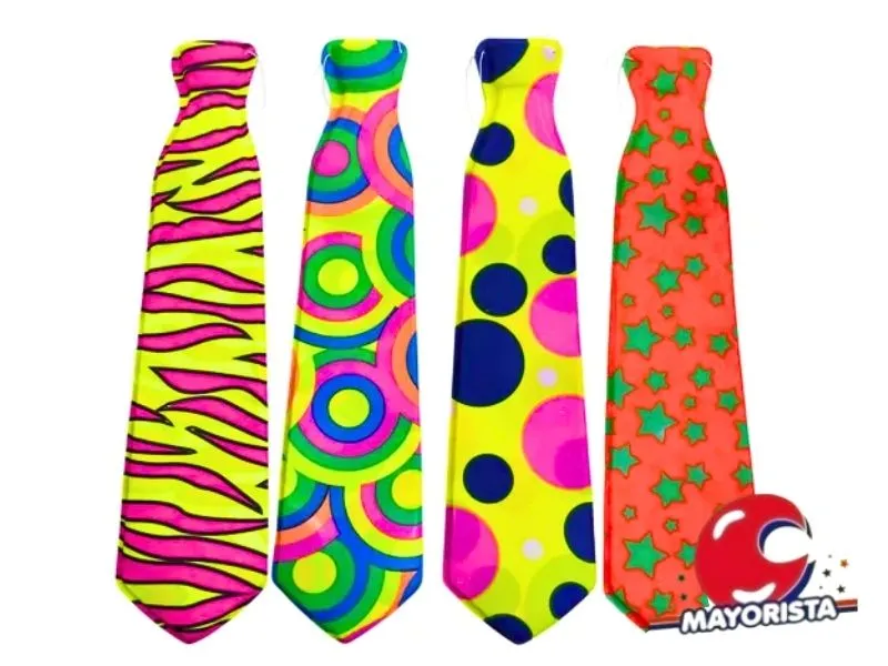 [371876060053] CORBATA PLASTICA 53 CM ESTAMPADA FLUO (6005) TRIGGER PACK