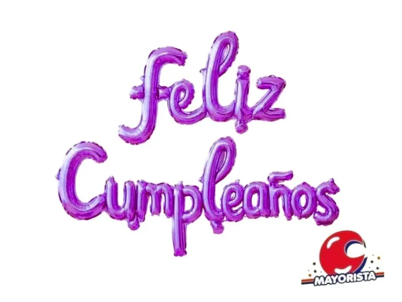 [4023] GLOBO MYLAR FRASE CURSIVA FELIZ CUMPLEANOS VIOLETA (YLX5-790) CHG