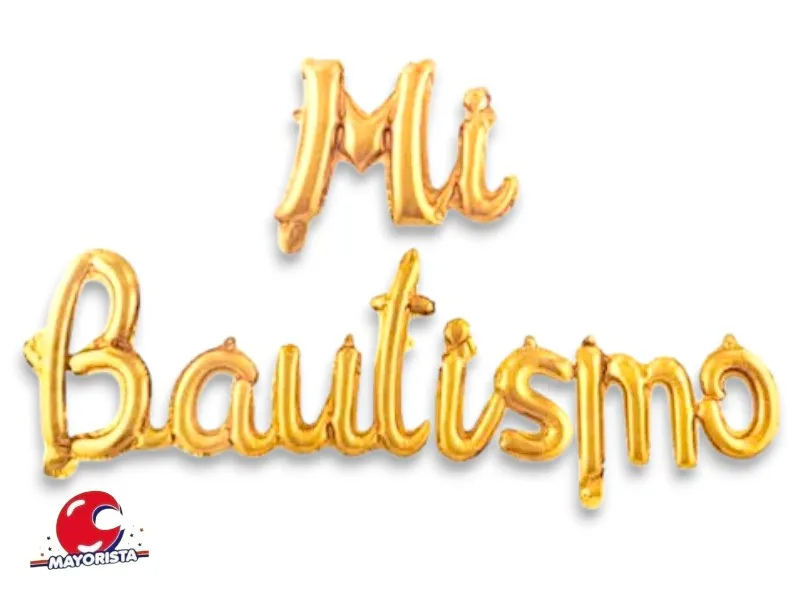 [2112345678108] GLOBO MYLAR FRASE CURSIVA MI BAUTISMO DORADA (YMBS) CHG