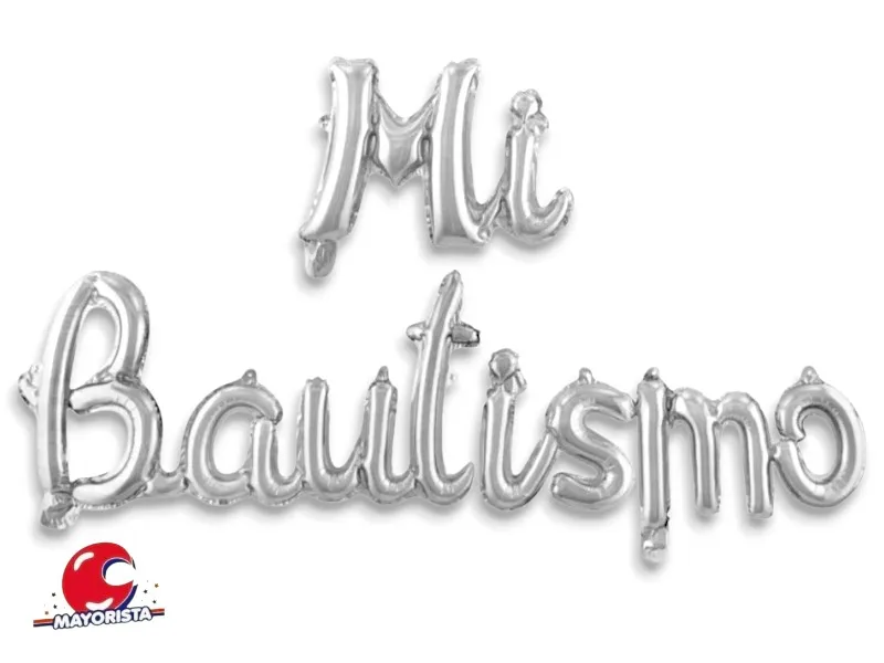 [7047] GLOBO MYLAR FRASE CURSIVA MI BAUTISMO PLATA (YMBS) CHG