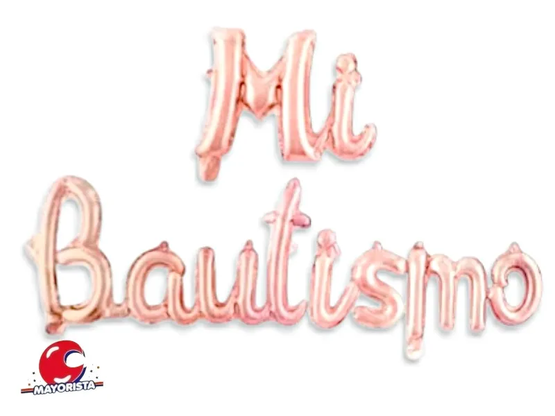 [6953456789170] GLOBO MYLAR FRASE CURSIVA MI BAUTISMO ROSA GOLD (YMBS) CHG