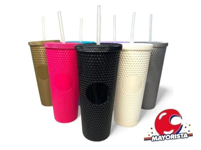 [4302] VASO GLAM DIAMANTE 1000 CC TAPA ROSCA Y SORBETE - MAR PLAST