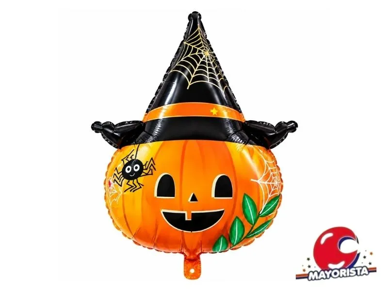 [6901385910103] GLOBO MYLAR SILUETA CALABAZA CON GORRO NEGRO (C2261) CHG