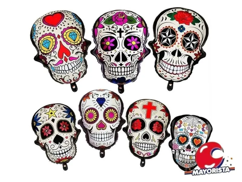 [6909858909852] GLOBO MYLAR SILUETA CALAVERA CALACA 40 CM (BMN009) CHG