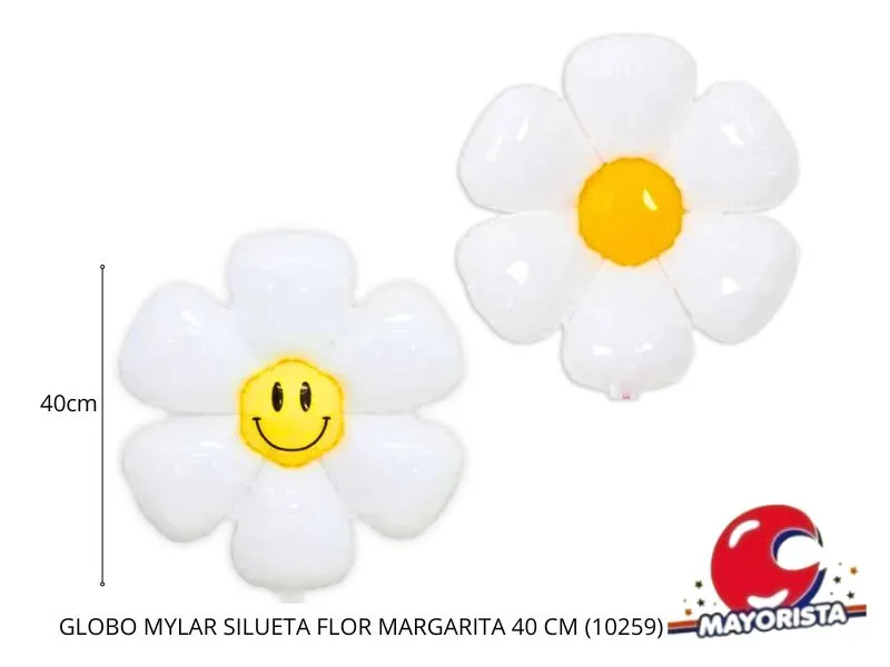 [3580] GLOBO MYLAR SILUETA FLOR MARGARITA CARITA 40 CM (YMAG1) CHG
