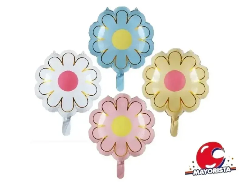 [7558] GLOBO MYLAR SILUETA MARGARITA PASTEL DETALLES DORADOS 45 CM (G106) CHG