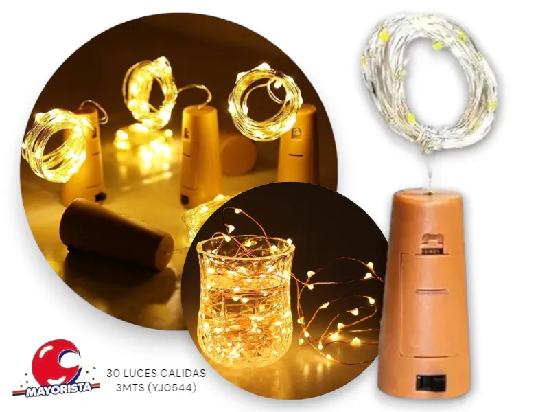GUIRNALDA MICROLED ALAMBRE CORCHO 30 LUCES CALIDAS 3MTS (ZLE-ACO-3CA/YJ0762) ERIK