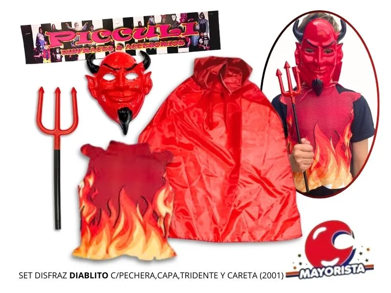 [9018] SET DISFRAZ DIABLITO C/PECHERA,CAPA,TRIDENTE Y CARETA (2001) PICCULI