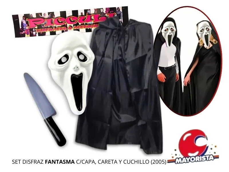 [4231] SET DISFRAZ FANTASMA C/CAPA, CARETA Y CUCHILLO (2005) PICCULI