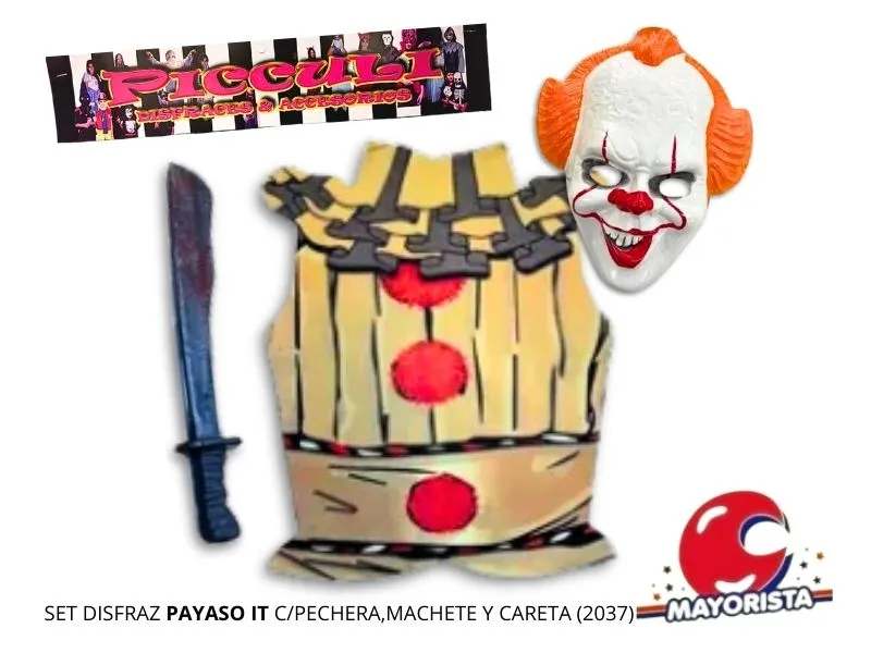 [7564] SET DISFRAZ PAYASO IT C/PECHERA,MACHETE Y CARETA (2037) PICCULI
